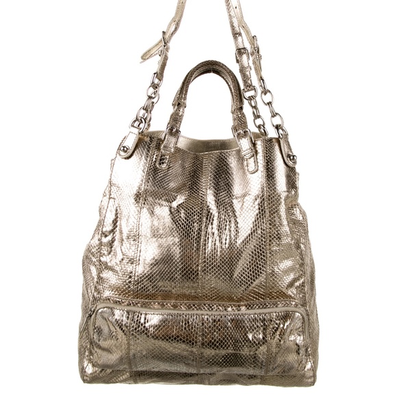 Dolce & Gabbana Handbag MISS POCKET Bronze Metallic Snakeskin Large Purse - Picture 2 of 15